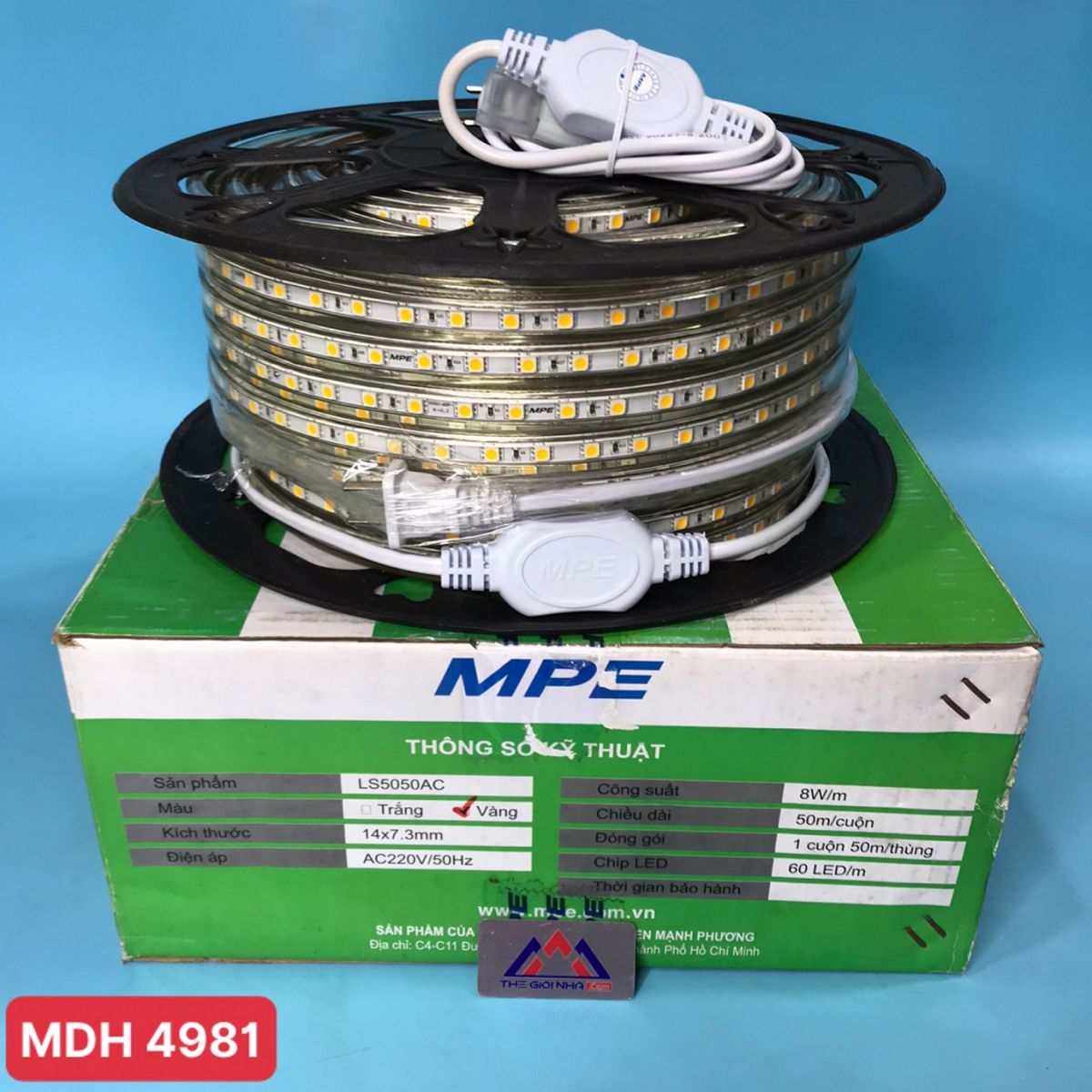 Đèn Led dây MPE Led Strip LS5050AC, ánh sáng vàng